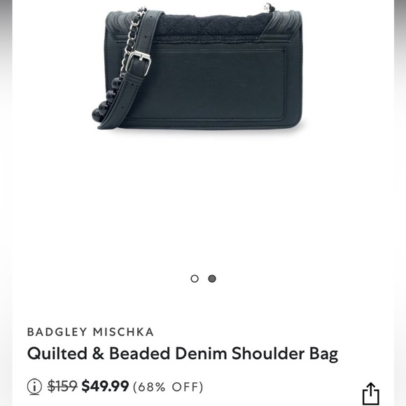 BADGLEY MISCHKA - Quilted & Beaded Denim Shoulder Bag - Picture 6 of 8